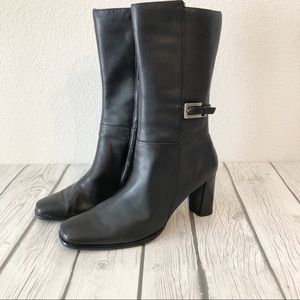 WORTHINGTON Leather Mid-Calf Inside Zip Up Boots